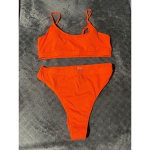 Matte Collection Orion Ribbed Bikini in Orange